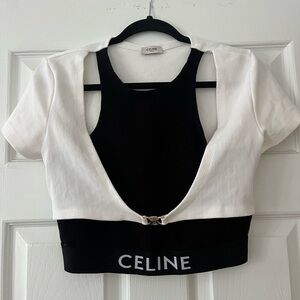 Celine Black and White Crop Top